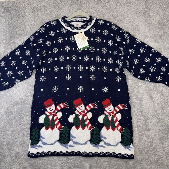 Vintage Nutcracker Ugly Christmas Sweater Snowman Sz Med Deadstock Holiday - Picture 1 of 7